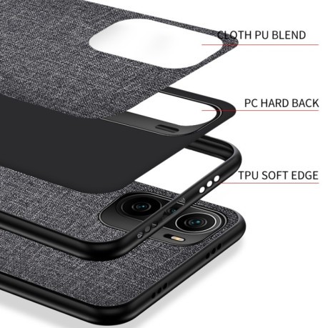 Противоударный чехол Cloth Texture на Xiaomi Mi 11i/Poco F3/Redmi K40/K40 Pro - коричневый