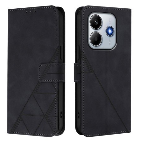 Чехол-книжка Crossbody 3D Embossed Flip Leather на Xiaomi Poco M7 Pro 5G - черный