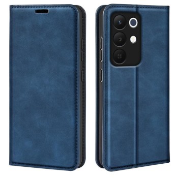 Чохол-книжка у стилі Retro, з м'яким покриттям Skin Feel, діловий дизайн на Realme C85 Pro 4G — темно-синій