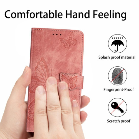 Чохол-книжка Embossed Butterfly для Motorola Moto G75 - рожевий