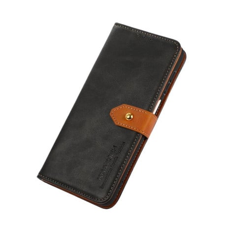 Чохол-книжка KHAZNEH Dual-color Cowhide на Samsung Galaxy S25 FE 5G - чорний