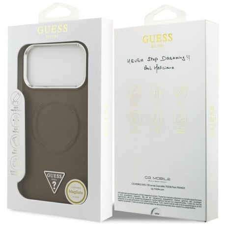 Оригінальний чохол Guess Triangle Logo з MagSafe на iPhone 17 Pro - brown