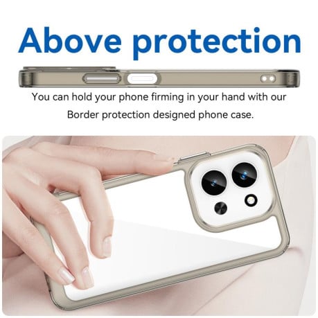 Противоударный чехол Colorful Acrylic Series с цветной силиконовой боковиной на Xiaomi Redmi 15C 5G / 4G EU 173mm - серый