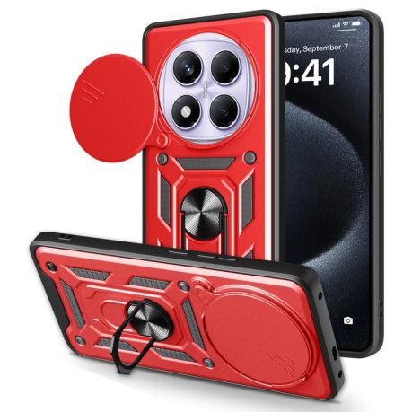 Противоударный чехол Sliding Camshield для Xiaomi Redmi Note 14 Pro 4G - красный