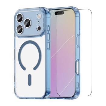 Чехол ENKAY Hat-Prince с MagSafe матовый+стекло на iPhone 18 Pro Max — синий