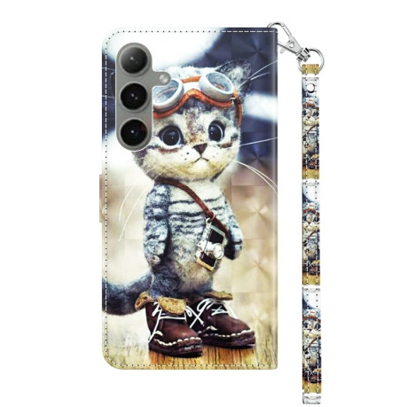 Чехол-книжка 3D Painting для Samsung Galaxy S24 FE 5G - Cat