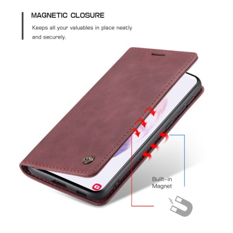 Чохол-книжка CaseMe-013 Multifunctional Samsung Galaxy S21 Plus - винно-червоний