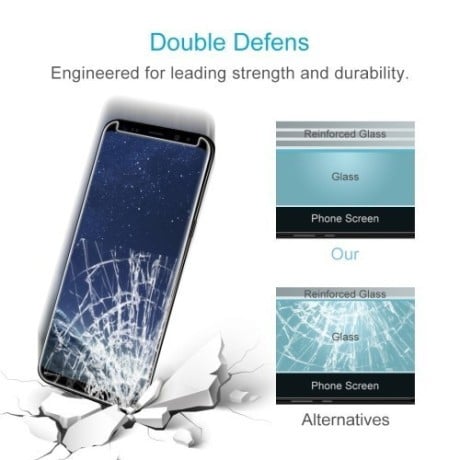 Захисне 3D Скло 0.26 mm 9H вигнуті краї підходить до всіх чохлів для Samsung Galaxy S8/G950-прозоре