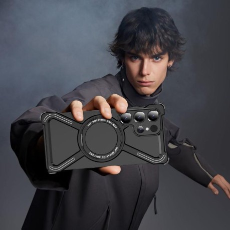 Протиударний чохол Titanium Alloy MagSafe Magnetic Airbag Shockproof для Samsung Galaxy S25 Ultra 5G - чорний