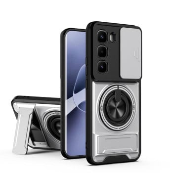 Ударостійкий чохол Lens Sliding Window Multifunctional Magnetic Shockproof зі шторкою камери для Infinix Hot 60 Pro+ 4G — титановий