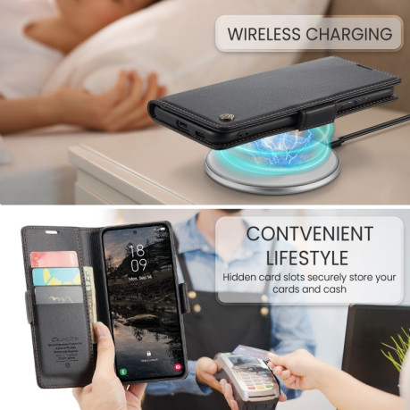 Чохол-книжка CaseMe 023 Butterfly Buckle Litchi RFID Anti-theft Leather  для Samsung Galaxy S25+ 5G - чорний
