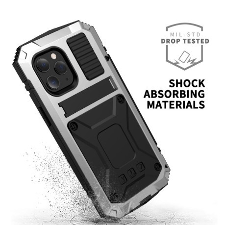 Протиударний металевий чохол R-JUST Dustproof на iPhone 12 Pro Max - сріблястий