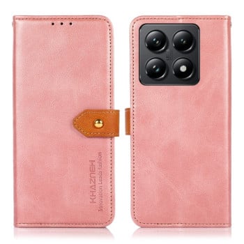 Чехол-книжка KHAZNEH Cowhide Texture на Xiaomi 14T Pro - розовое золото