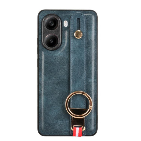 Противоударный чехол Wristband Leather Back для Xiaomi Poco X7 Pro 5G - синий