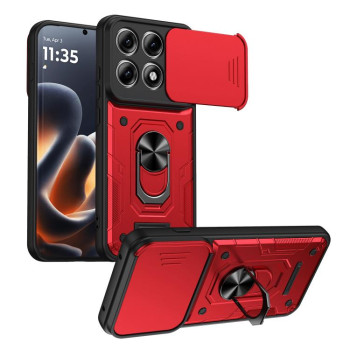 Чохол Escase Nanshan Armor з шторкою камери та кільцем-тримачем на Motorola Edge 70 Pro 5G — червоний