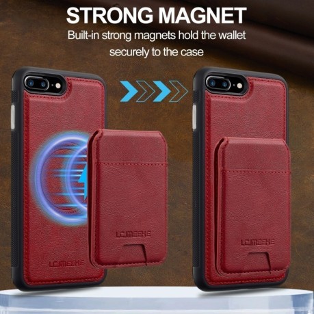 Чохол-книжка LC.IMEEKE L3 Series Detachable RFID Card Bag Magsafe для iPhone 16e - червоний