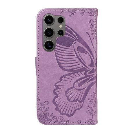 Чехол-книжка Swallowtail Butterfly Embossed Leather для Samsung Galaxy S25 Ultra 5G - фиолетовый