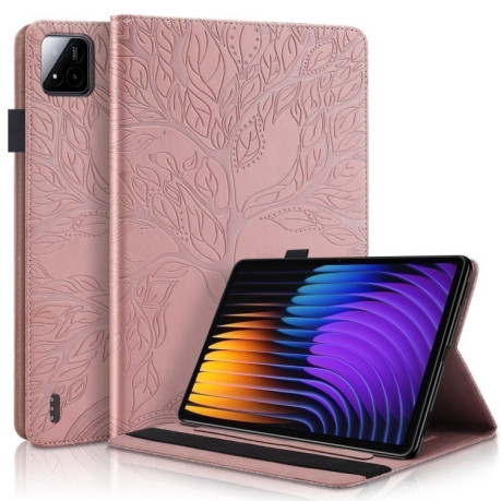 Чехол-книжка Tree Life Series Embossed Leather для Xiaomi Pad 7 / 7 Pro - розовое золото