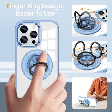 Ударозащитный чехол Magnetic Rotating Ring Holder на iPhone 16 Pro Max - голубой