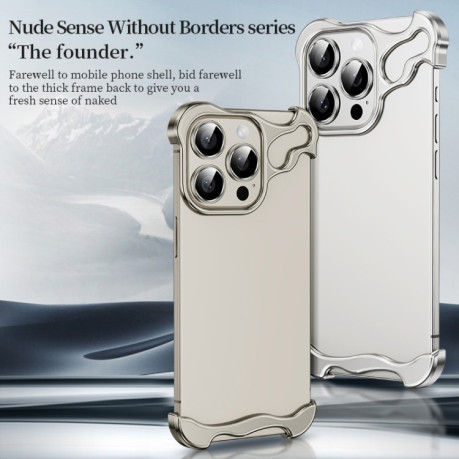 Противоударный чехол Frameless Metal Corner для iPhone 15 Pro - белый