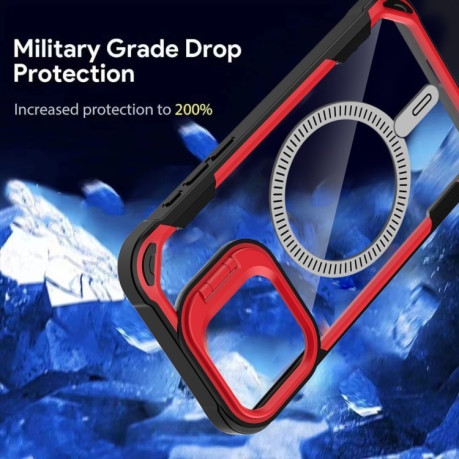 Противоударный чехол Transparent Acrylic MagSafe Lens Holder на iPhone 16 Pro Max - розовый