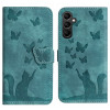 Чехол-книжка Cat Embossing Pattern на Samsung Galaxy A35 - голубой