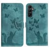 Чехол-книжка Cat Embossing Pattern на Samsung Galaxy A55 - голубой