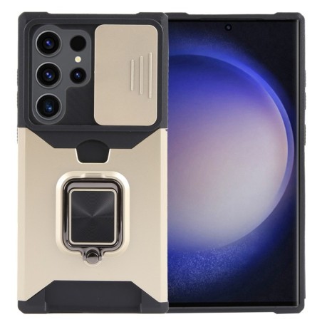 Противоударный чехол Armor Camera Shield для Samsung Galaxy S24 Ultra 5G - розовое золотой