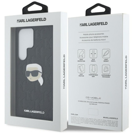 Оригінальний чохол Karl Lagerfeld Leather Monogram Pin Logo Karl Head для Samsung Galaxy S25 Ultra - Black