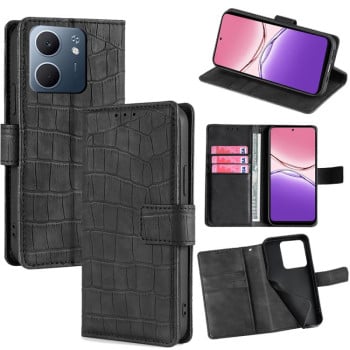 Чохол-книжка з м'яким покриттям (Skin Feel), фактура крокодил (Crocodile Texture) на OPPO A5x 5G Global - чорний