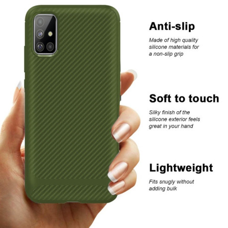 Противоударный чехол HMC Carbon Fiber Series на Samsung Galaxy A51 - Зеленый