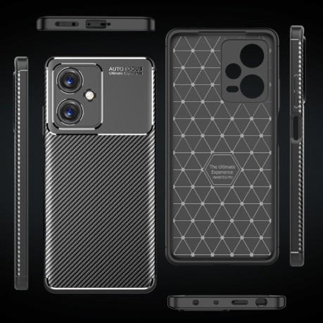 Чехол Carbon Fiber Texture Shockproof  на Xiaomi Redmi Note 12 China/ Global / Poco X5 -черный