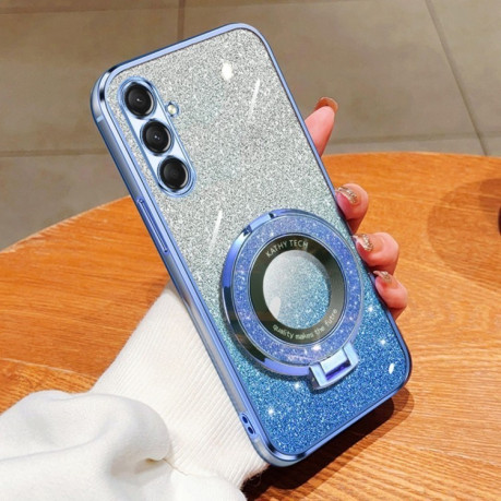 Протиударний чохол Plated Gradient Glitter Round Holder  для Samsung Galaxy A16 5G - блакитний