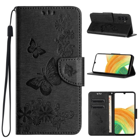 Чехол-книжка Embossed Butterfly для Samsung Galaxy A55 - черный