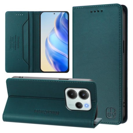 Чехол-книжка RC01 Dual-Folded Magnetic Suction RFID Leather на Xiaomi Redmi Note 14 4G 164.84mm  - зеленый