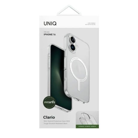 Оригінальний чохол Uniq Clario Magclick Charging на iPhone 16 - Clear