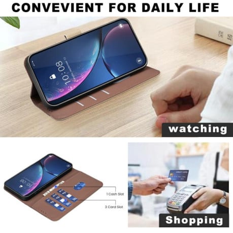 Чохол-книжка Splicing Color Hollow Flower Pattern RFID на Xiaomi Redmi Note 15 Pro 4G Global 163.2mm — коричневий