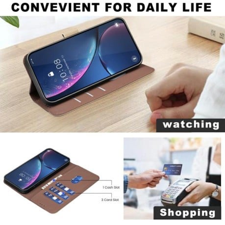 Чехол-книжка Splicing Color Hollow Flower Pattern RFID для Xiaomi Poco F7 5G - коричневый