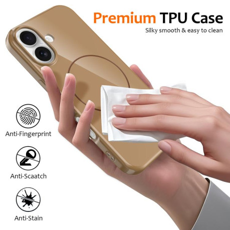 Противоударный чехол Glossy TPU Shockproof MagSafe на iPhone 17 - золотой