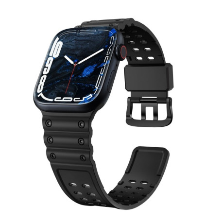 Силіконовий ремінець Waterproof Double Buckle для Apple Watch 10 46mm/Ultra 49mm / Series 8/7 45mm / 44mm / 42mm - чорний