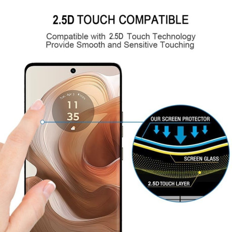 Захисне скло 9H HD 3D Curved (Edge Glue) для Motorola 50 Ultra / Edge 50 Edge - чорне