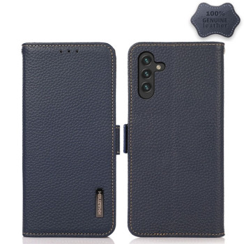 Кожаный чехол-книжка KHAZNEH Genuine Leather RFID для Samsung Galaxy A13 5G - синий