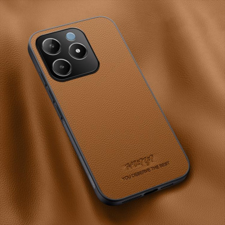 Чехол HUIYI Leather Magnetic  для Realme C63 / C61 4G - коричневый