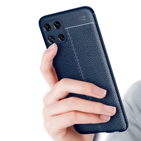 Противоударный чехол Litchi Texture на Samsung Galaxy M32/A22 4G - черный