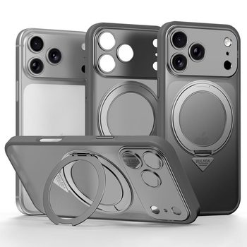 Напівпрозорий чохол Sulada з магнітним поворотним тримачем на iPhone 18 Pro — сірий