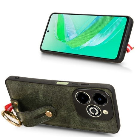 Противоударный чехол Wristband Leather Back для Infinix Smart 8 Plus / Smart 8 Pro - зеленый