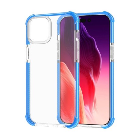 Противоударный акриловый чехол Four-corner на iPhone 15 Plus -прозрачно-голубой