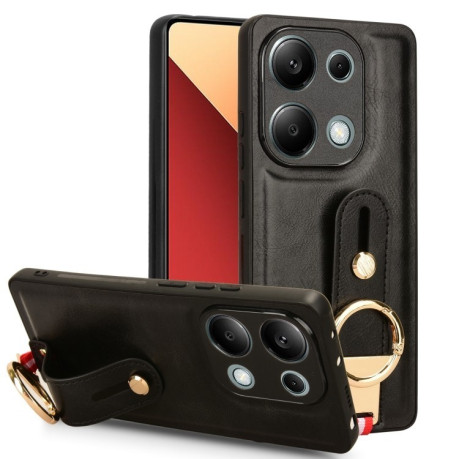 Противоударный чехол Wristband Leather Back для Xiaomi Redmi Note Redmi Note 14S/ 13 Pro 4G / POCO M6 Pro 4G - черный