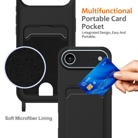 Силиконовый чехол Integrated Card Bag Solid Color Liquid Silicone на iPhone Air - черный