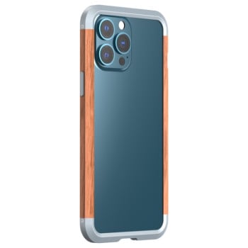 Противоударный бампер R-JUST Metal + Wood Frame на iPhone 13 Pro